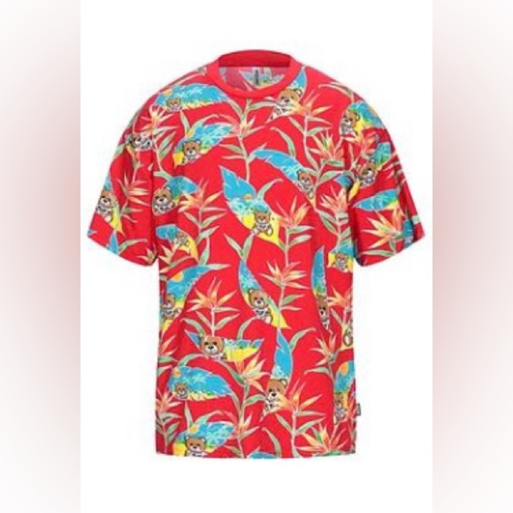 Moschino Red Tropical Print Short Sleeve Tee